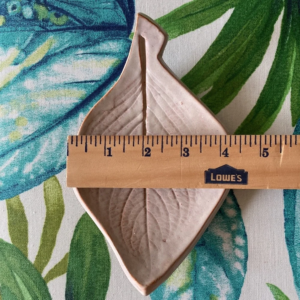 Leaf Imprint Art Dish Studio Pottery Curved Plate with Feet Signed Soap Dish
